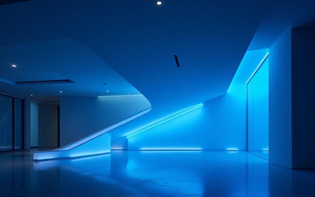 Modern architectural space illuminated by Linea Luce fixtures